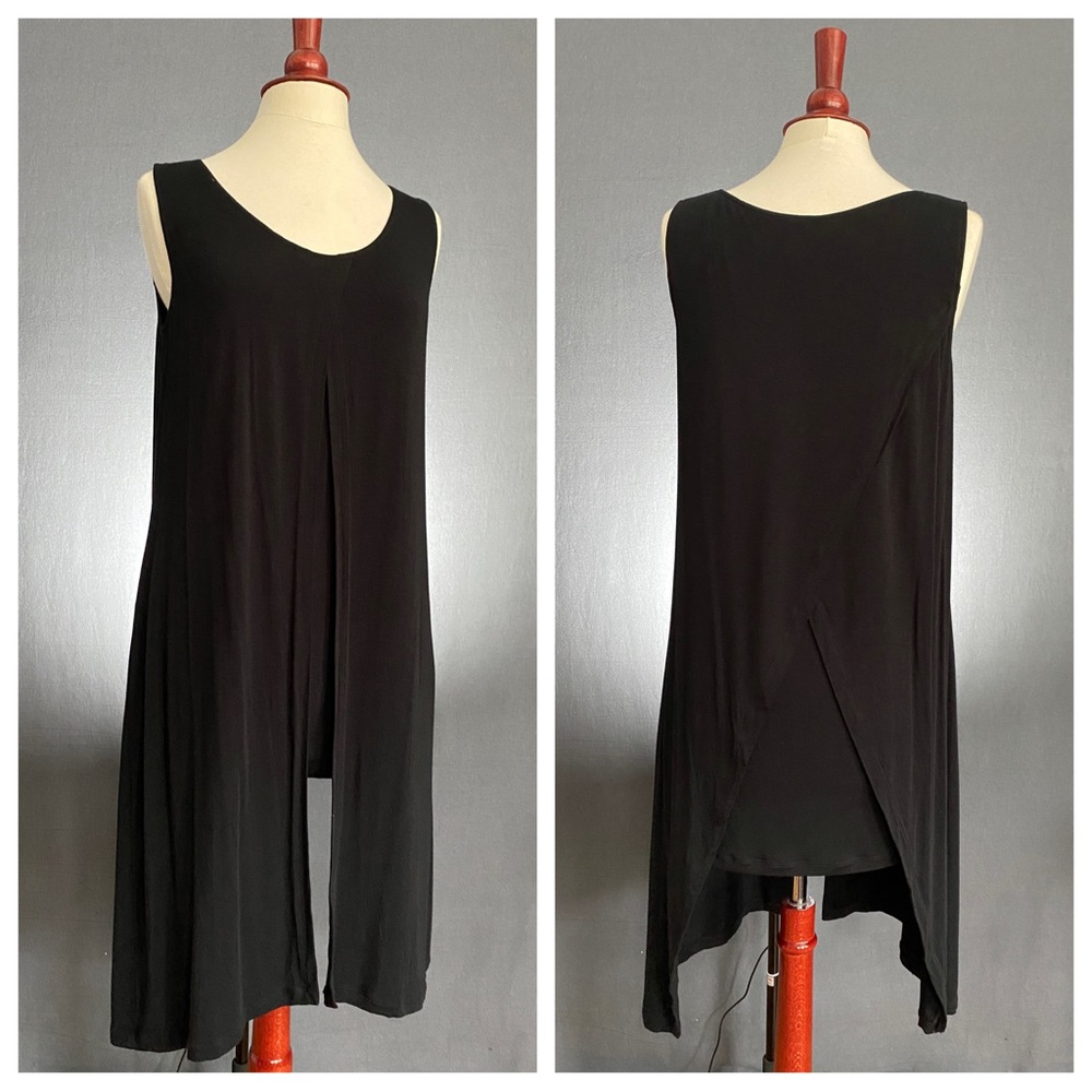 CABI Black Tunic Tank with Crossover Panels size S